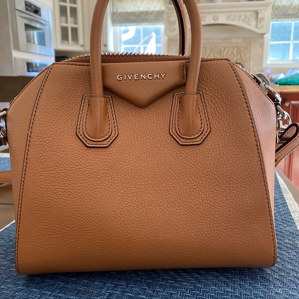 Givenchy Mini Antigona Tan Camel Pebbled Leather